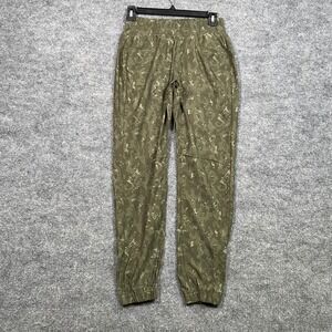 Prana Sky Canyon Joggers Womens 0 Olive Green Camo Leaf Print Hiking Pants
